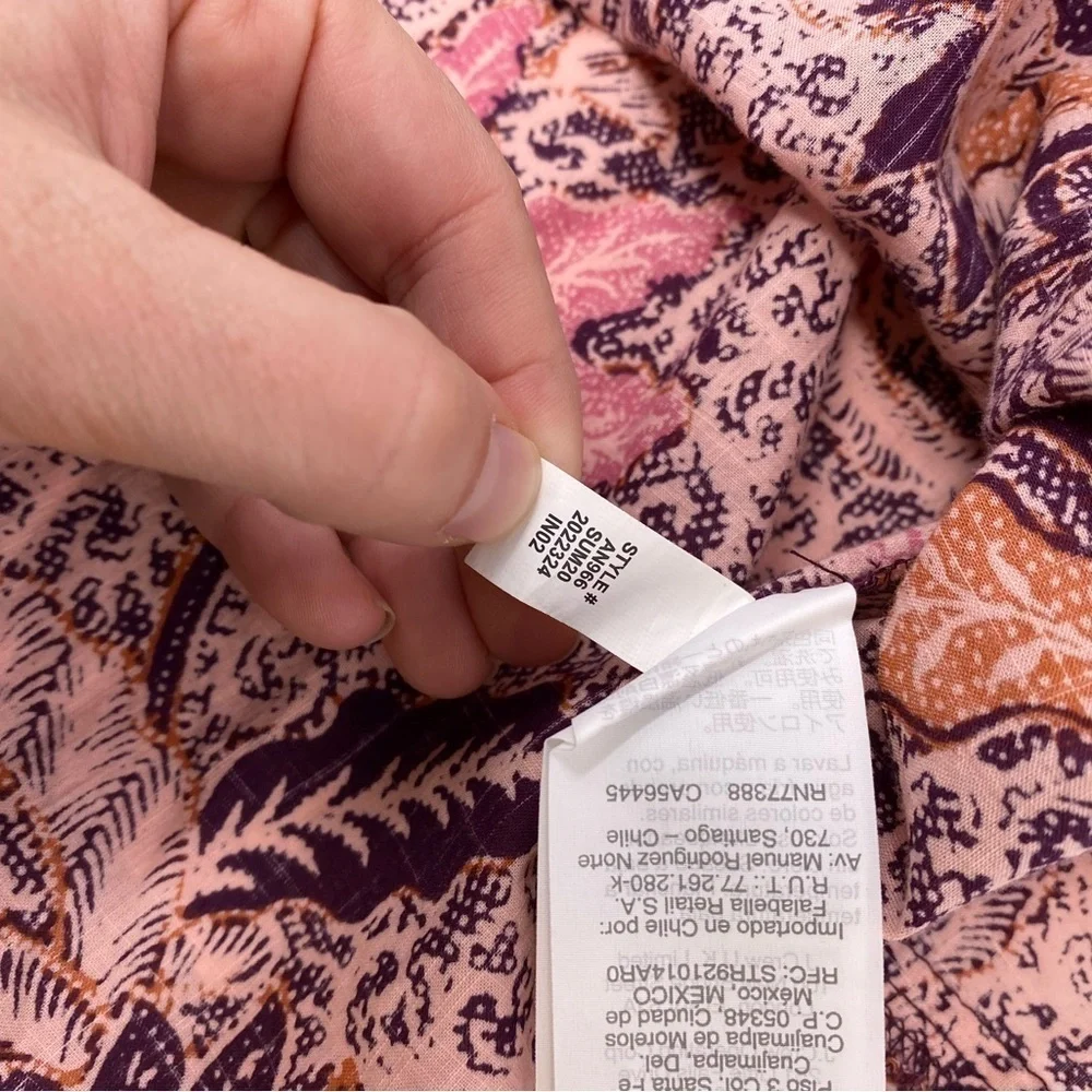 Madewell Bali Blooms Yoked Puff Sleeve Top XXS